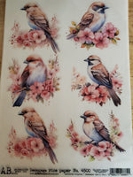 AB Studio Birds on Pink Flowering Branches 4500 ABA44500