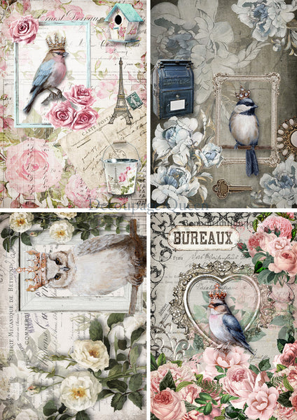 Decoupage Queen Crowned Birds Four Pack 0560