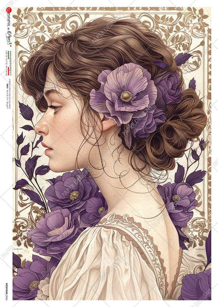 Paper Designs Mucha Inspired Purple Portrait Nouveau 0065