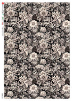 Paper Designs Black and White Floral Pattern Rice Paper 0239