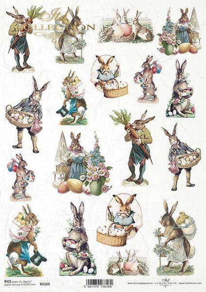 ITD Collection Illustrated Rabbit Scenes II A4 Rice Paper R2169