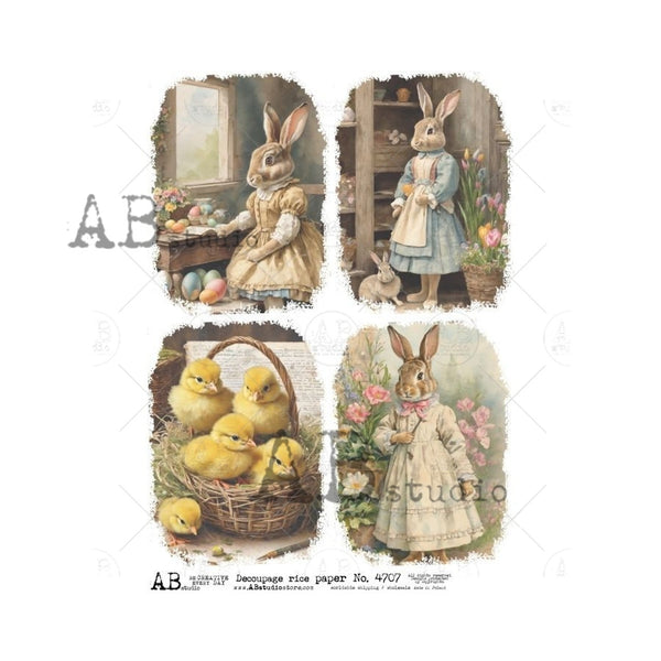 AB Studios Easter Ladies in Dresses Four Pack A4 Rice Paper 4707