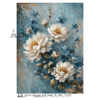 AB Studios White Flowers with Blue Background 5341