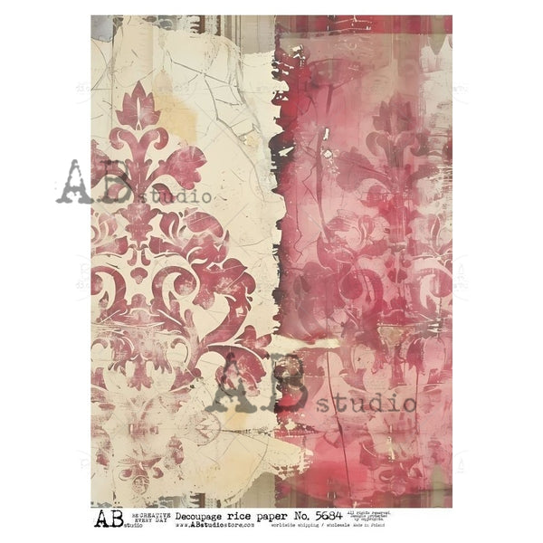 Linen and Red Damask 5684