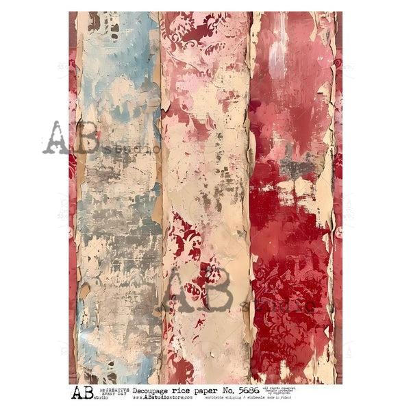 AB Studios Rosy Weathered and Chipped Damask 5686