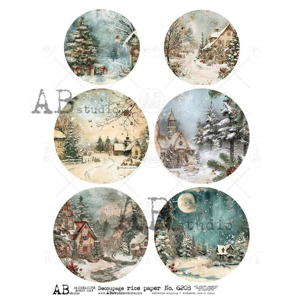 AB Studios Snowy Landscapes Ornament Rounds 6208