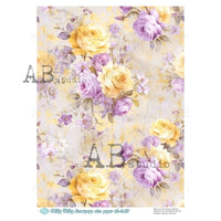 AB Studios Yellow and Purple Rose Bunches Milky Valley ID 317