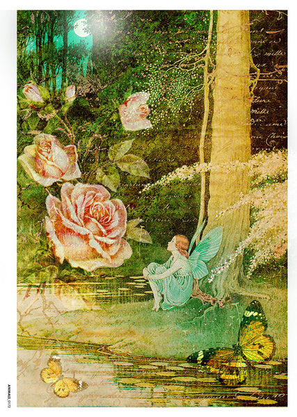 Paper Designs Fairy with Pink Rose Fairies 0083- Washipaper