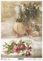 Wine Script with Roses R0981-ITD Collection