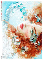 Paper Designs Rice Paper Watercolor Portrait with Red Hair - Scenes 0152