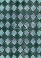 Teal Hand painted Harlequin -Decoupage Queen 0278