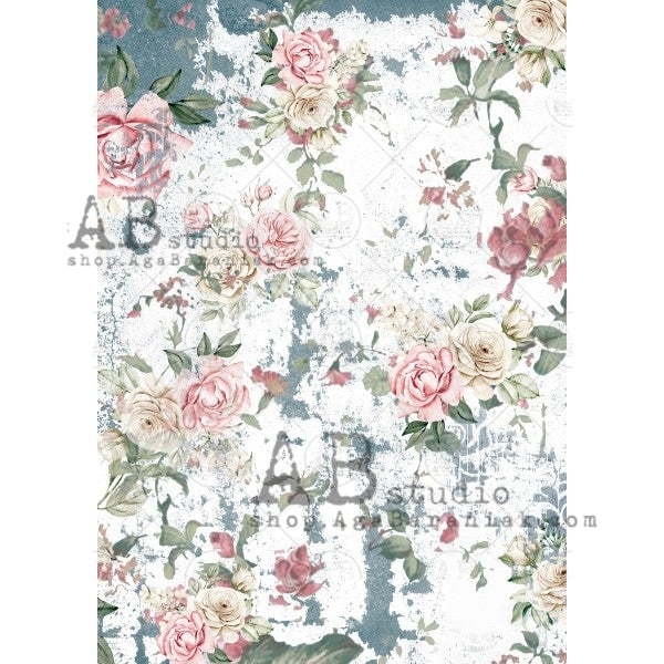 Soft Blue and Pink Roses  0523-AB Studio