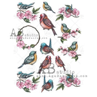 RED AND BLUE BIRDS WITH CHERRY BLOSSOMS ITEM NO. 0556 BY AB STUDIO