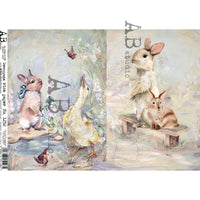 YOUNG RABBITS AND A DUCKLING CARDS 1252 BY AB STUDIO